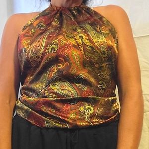 Retro Paisley print backless top